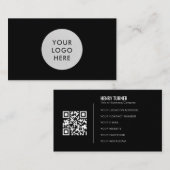 Eenvoudig Professioneel Zwart Logo QR Code Bedrijf Visitekaartje (Voorkant / Achterkant)