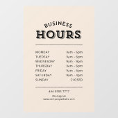 Eenvoudig Professioneel Zwart op Beige Bedrijfsure Raamsticker (Vel)