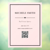 Eenvoudig professioneel zwart roze kantoor met QR- Raamsticker (Vel 3)