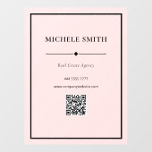 Eenvoudig professioneel zwart roze kantoor met QR- Raamsticker (Vel)