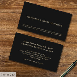 Eenvoudig professioneel zwart visitekaartje