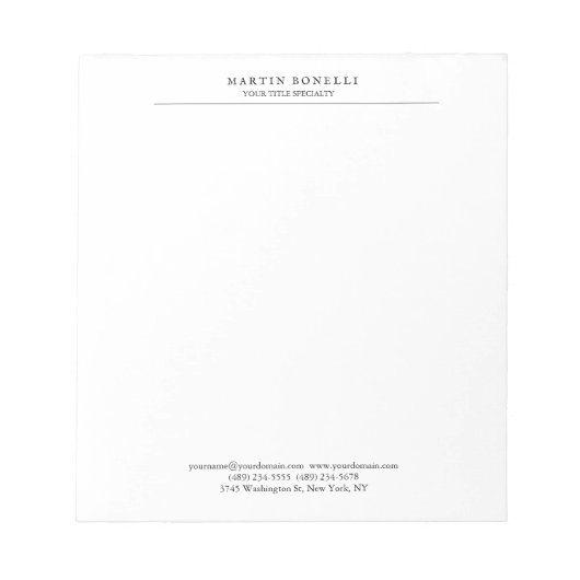 Eenvoudig Professioneel Zwart & Wit Minimalistisch Notitieblok (Voorkant)