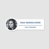 Eenvoudig profiel Afbeelding Expertise Blauw Wit Naamplaatje (Voorkant)