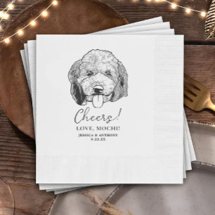 Eenvoudig Proost Hond Hand Tekening Bruiloft Servet