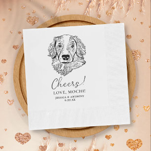 Eenvoudig Proost Hond Hand Tekening Bruiloft Servet