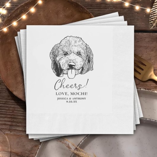 Eenvoudig Proost Hond Hand Tekening Bruiloft Servet