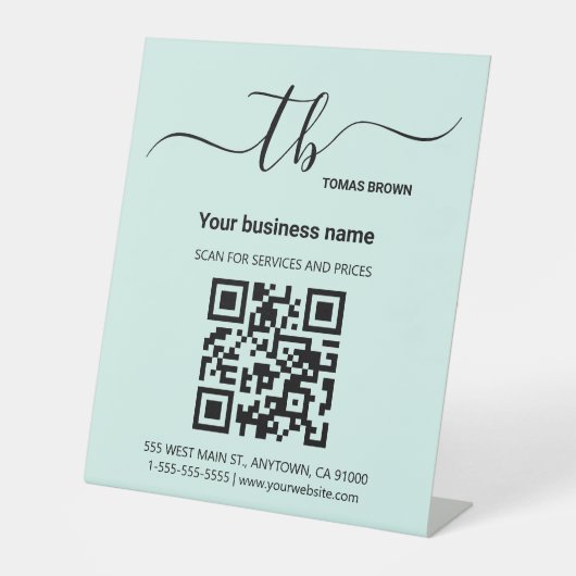 Eenvoudig QR-code - Modern minimalistisch Reclamebord Met Voetstuk (Voorkant)