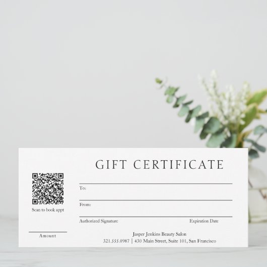 Eenvoudig QR Code Moderne Bedrijfs Cadeaucertifica (Staand voorkant)
