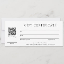 Eenvoudig QR Code Moderne Bedrijfs Cadeaucertifica