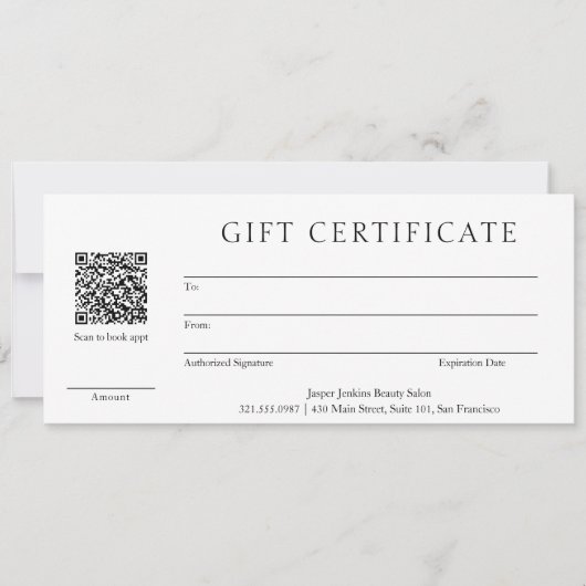 Eenvoudig QR Code Moderne Bedrijfs Cadeaucertifica (Voorkant)