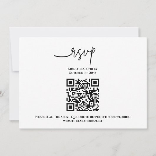 Eenvoudig QR-code RSVP-kaart Kaart (Voorkant)