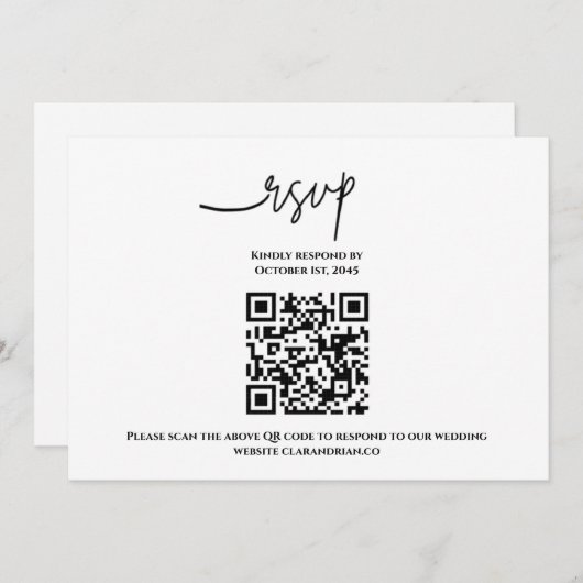 Eenvoudig QR-code RSVP-kaart Kaart (Voorkant / Achterkant)