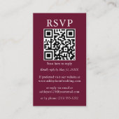 Eenvoudig QR RSVP Burgundy minimalistisch Informatiekaartje (Voorkant)