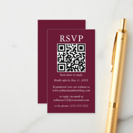 Eenvoudig QR RSVP Burgundy minimalistisch Informatiekaartje