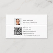Eenvoudig QR-visitekaartje met foto, schoon Visitekaartje (Voorkant)