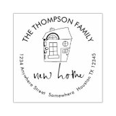 Eenvoudig Quirky House New Home Name Address Rubberstempel (Afrduk)