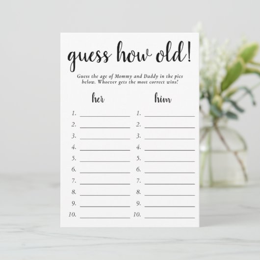 Eenvoudig raden hoe oud | Zwart Wit Fotospel Kaart (Staand voorkant)