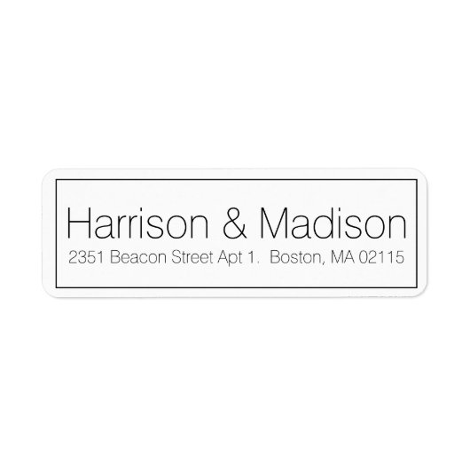 Eenvoudig Rand zwart wit Weduwkeeradres Etiket (Voorkant)