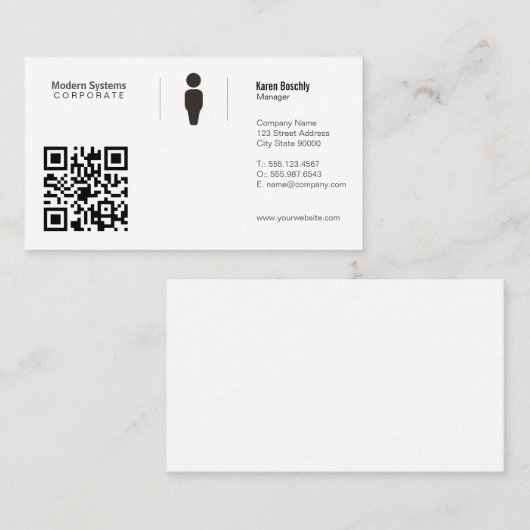 Eenvoudig raster | QR-code Visitekaartje (Voorkant / Achterkant)