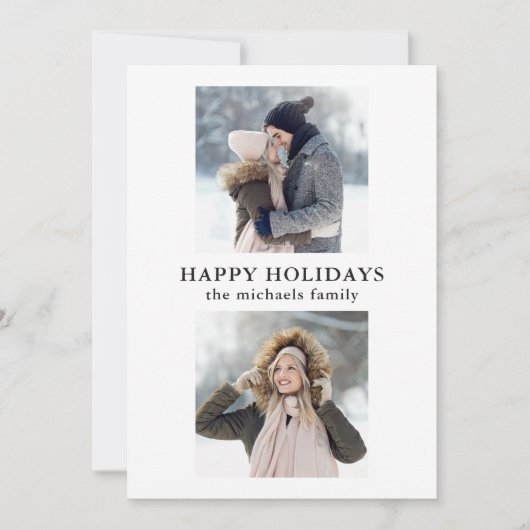 Eenvoudig raster twee foto zwart-wit vakantie feestdagenkaart (Voorkant)