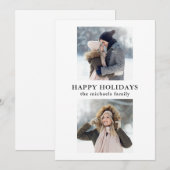 Eenvoudig raster twee foto zwart-wit vakantie feestdagenkaart (Voorkant / Achterkant)