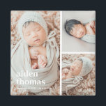 Eenvoudig raster van drie gepersonaliseerde fotoma magneet<br><div class="desc">Fotogeschenken maken de beste cadeautjes! Eenvoudig aangepast met jouw tekst en/of foto('s) voor een aangepast uiterlijk. Ontworpen door: Berry Berry Sweet. Uitzicht meer design op www.berryberrysweet.com</div>