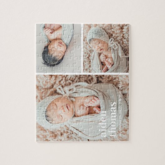 Eenvoudig raster van drie gepersonaliseerde fotopu legpuzzel (Verticaal)