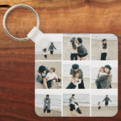 Eenvoudig raster van negen aangepaste kleur foto S Sleutelhanger (Voorkant)