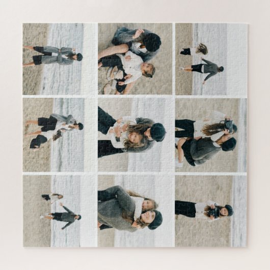 Eenvoudig raster van negen gepersonaliseerde fotop legpuzzel (Horizontaal)