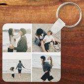 Eenvoudig raster van vier gepersonaliseerde foto S Sleutelhanger (Achterkant)