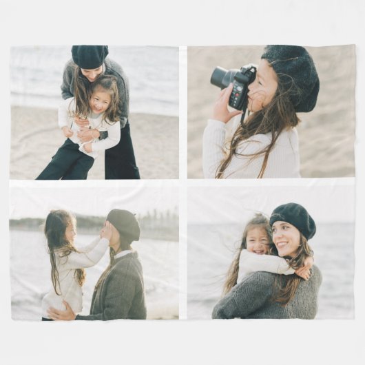 Eenvoudig raster van vier gepersonaliseerde fotode fleece deken (Voorkant (Horizontaal))