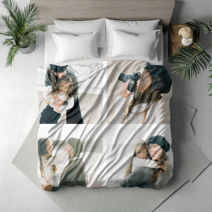 Eenvoudig raster van vier gepersonaliseerde fotode fleece deken
