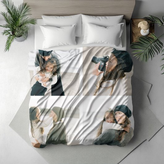 Eenvoudig raster van vier gepersonaliseerde fotode fleece deken