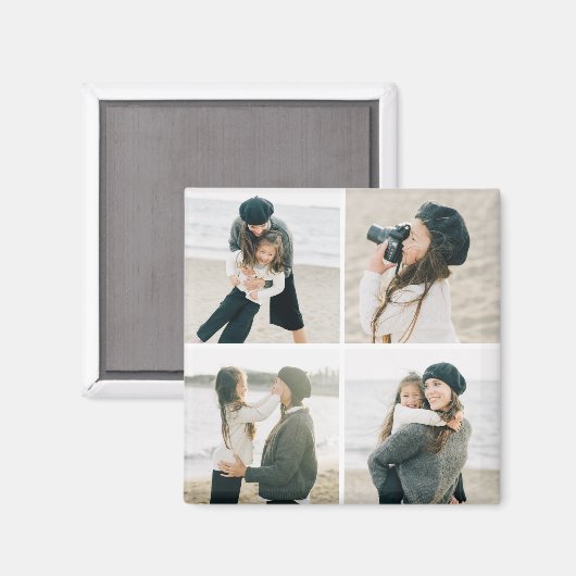 Eenvoudig raster van vier gepersonaliseerde fotoma magneet (Voorkant / Achterkant)