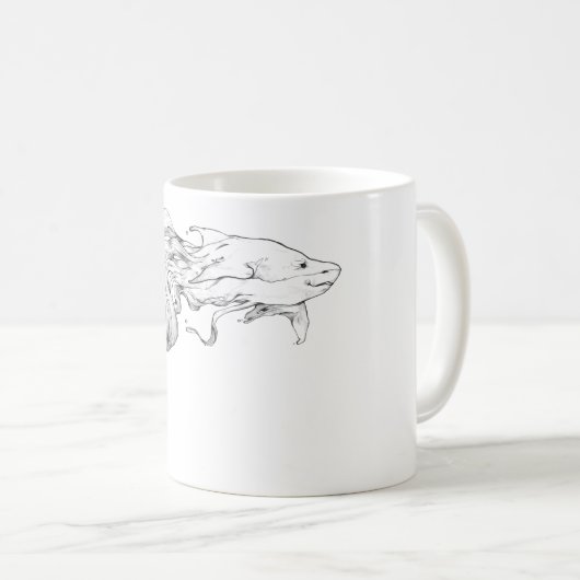 Eenvoudig rauw haaienontwerp koffiemok (Voorkant rechts)