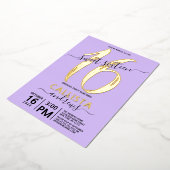 Eenvoudig Real Gold Lavender Sweet 16-jarig Folie Uitnodiging (Gedraaid)