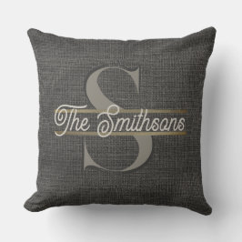 Eenvoudig Realistisch Jute Rustiek Goud Koolstofgr Buitenkussen