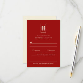 Eenvoudig rechthoek dubbel geluk Chinees huwelijk RSVP Kaartje