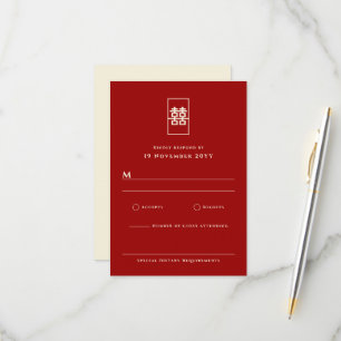 Eenvoudig rechthoek dubbel geluk Chinees huwelijk RSVP Kaartje