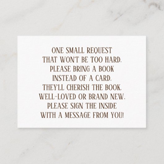 Eenvoudig recupererend teddy Bear Book Request Informatiekaartje (Achterkant)