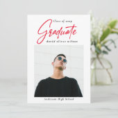 Eenvoudig Red Modern Minimalist 2 Photo Afstuderen Kaart (Staand voorkant)