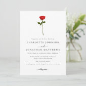 Eenvoudig Red Rose Elegant Script Kaart (Staand voorkant)