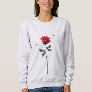 Eenvoudig Red Rose Heart - Elegante Valentijn's Da Trui