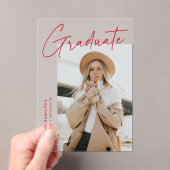 Eenvoudig Red Script Acryl Afstuderen Aankondiging (Insitu (Draagbaar))