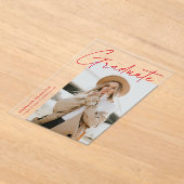 Eenvoudig Red Script Acryl Afstuderen Aankondiging (Laagn)