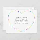 Eenvoudig regenbooghart Bewaar de datum Briefkaart (Voorkant / Achterkant)