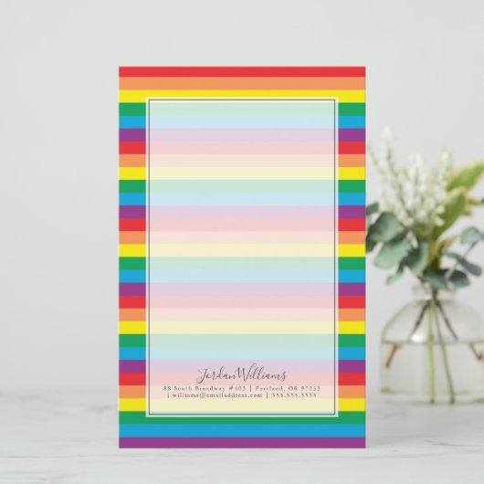 Eenvoudig regenboogpatroon briefpapier (Staand voorkant)