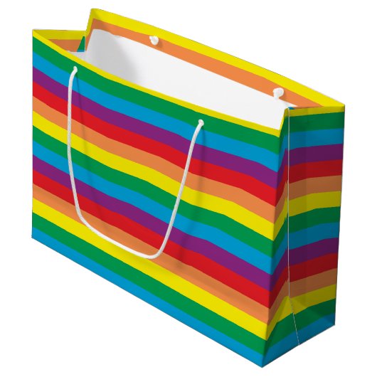 Eenvoudig regenboogpatroon groot cadeauzakje (Voorkant Gekanteld)