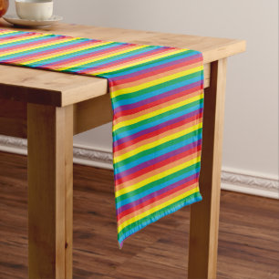 Eenvoudig regenboogpatroon korte tafelloper