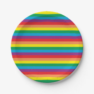 Eenvoudig regenboogpatroon papieren bordje